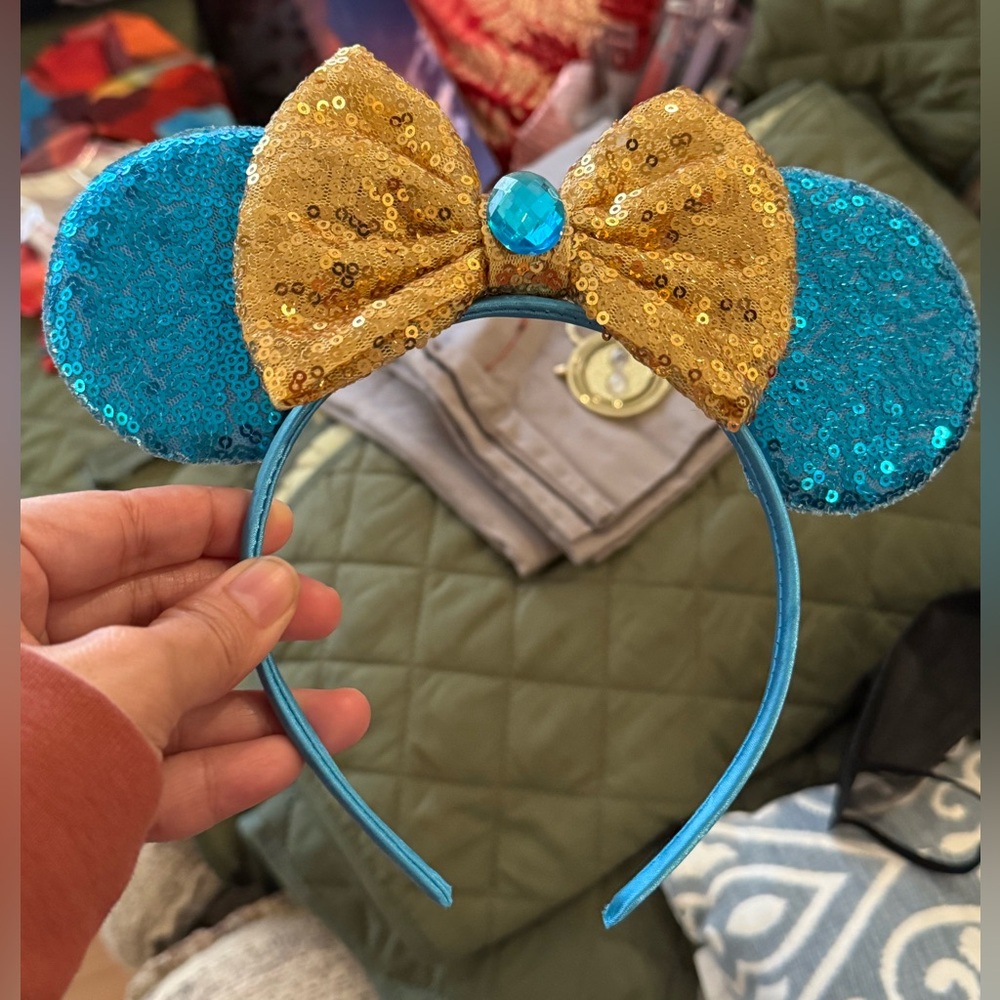 Disney Sequin Mickey Mouse Ears Blue and Gold Kids Headband